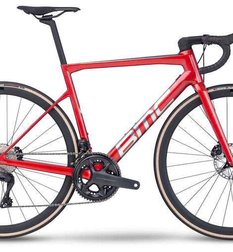 BMC TEAMMACHINE SLR ONE ROAD BIKE - PRISMA RED / BRUSHED ALLOY - SHIMANO ULTEGRA DI2